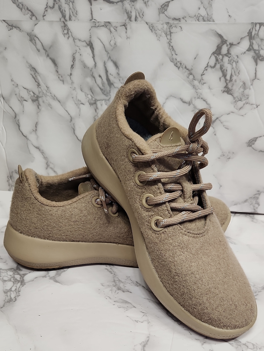 allbirds Women's Beige/Tan Wool Lace-Up Sneakers